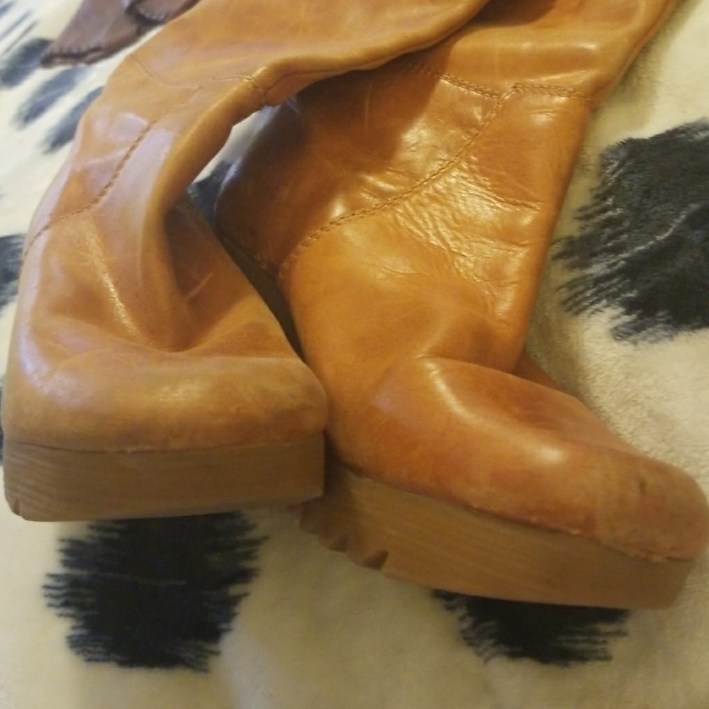 Tan long boots